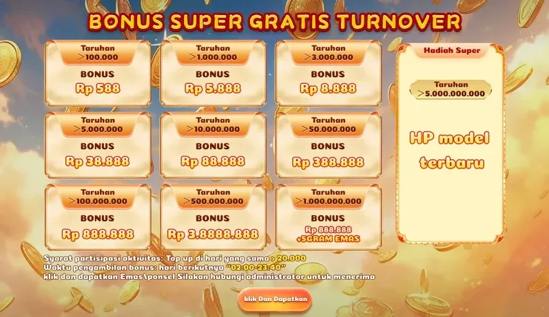 BONUS SUPER GRATIS TURNOVER